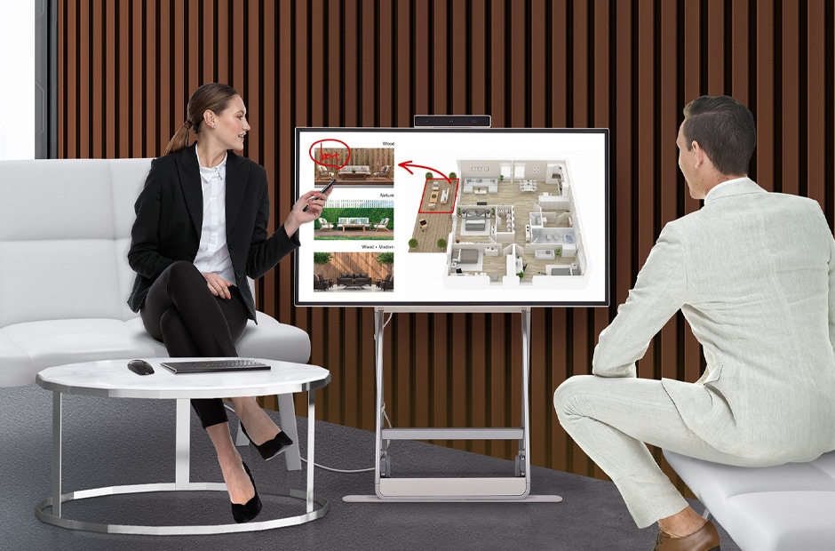 Văn phòng thiết kếHọp hành và trình diễn cho khách hàng và làm hợp đồng tại cùng một nơi.